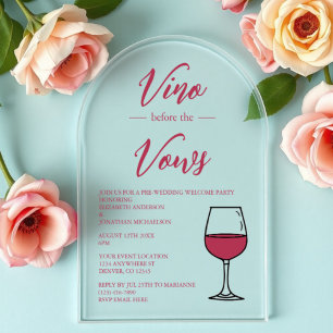 Vino Before The Vows Pre-Trouw Welkom Feest Acryl Uitnodigingen