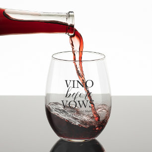 Vino Before Vows Aangepaste Bruidsbruiloft Wijnglas Zonder Voet