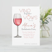 Vino Before Vows Bachelorette / Bruidsfeest Kaart (Staand voorkant)