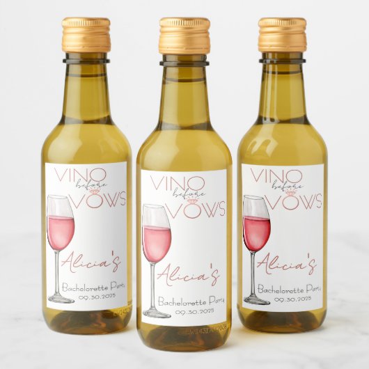Vino Before Vows Bachelorette / Bruidsfeest Mini Wijn Etiket (Flessen)