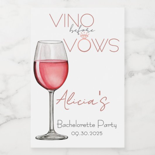 Vino Before Vows Bachelorette / Bruidsfeest Mini Wijn Etiket (Enkel label)