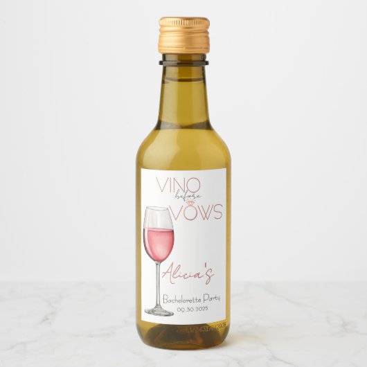 Vino Before Vows Bachelorette / Bruidsfeest Minis Wijn Etiket (Voorkant)