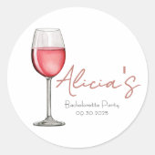 Vino Before Vows Bachelorette / Bruidsfeest Ronde Sticker (Voorkant)