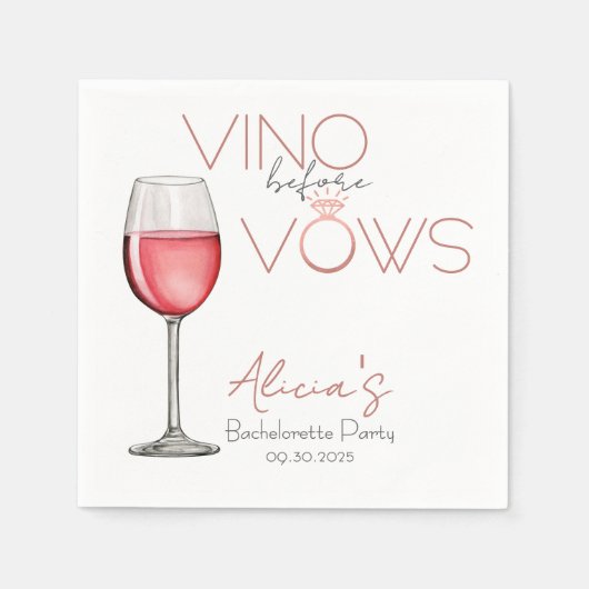 Vino Before Vows Bachelorette / Bruidsfeest Servet (Voorkant)
