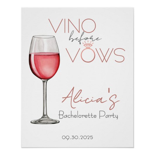 Vino Before Vows Bachelorette / Bruidsfeest Teken Perfect Poster (Voorkant)