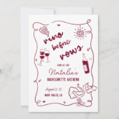 Vino Before Vows Bachelorette Route & Uitnodigen Kaart (Voorkant)