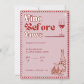 Vino Before Vows Bachelorette-weekendprogramma Kaart (Voorkant)