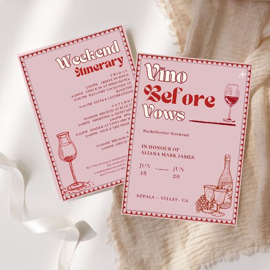 Vino Before Vows Bachelorette-weekendprogramma Kaart