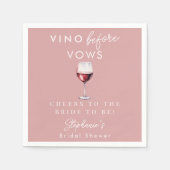 Vino Before Vows Blush Roze Rode Wijn Bruidsfeest Servet (Voorkant)
