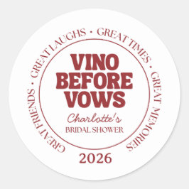 Vino Before Vows Bourgogne Bruidsfeest Ronde Sticker