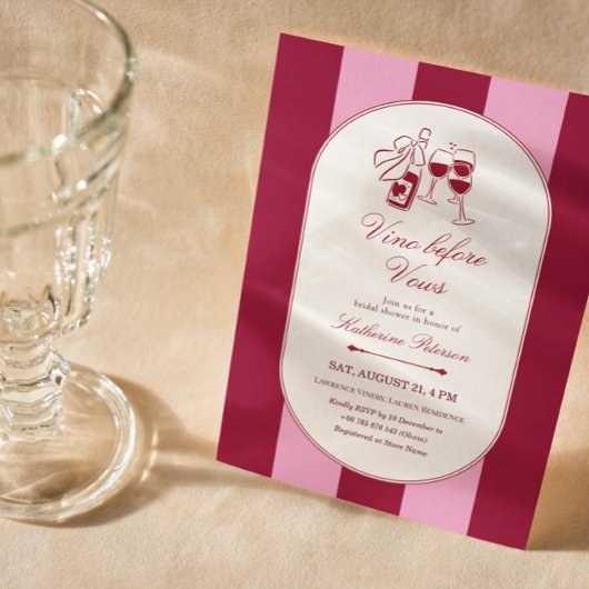 Vino Before Vows Bridal Shower Invitation Kaart