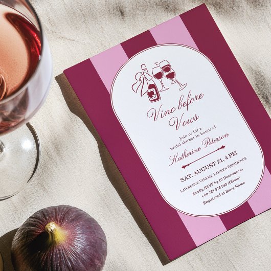 Vino Before Vows Bridal Shower Invitation Kaart