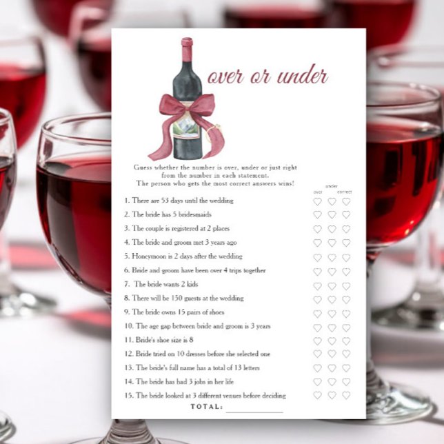 Vino before Vows Bridal shower Over or under game (Creator heeft geüpload)