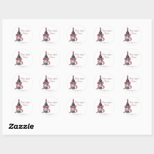 Vino before vows Bridal Shower Ronde Sticker (Vel)