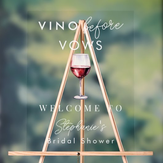 Vino Before Vows Bruidsfeest Mooie Welkomstbord Acryl Bord (Neutraal)