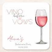 Vino Before Vows Bruidsmeisje / Bruiloftsgasten Kartonnen Onderzetters (Voorkant)