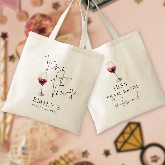 Vino Before Vows Bruidsmeisje Naam Bruidsfeest Tote Bag