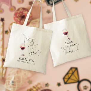 Vino Before Vows Bruidsmeisje Naam Hen Feest Weeke Tote Bag