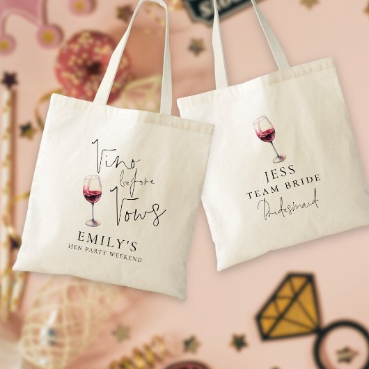 Vino Before Vows Bruidsmeisje Naam Hen Party Weeke Tote Bag