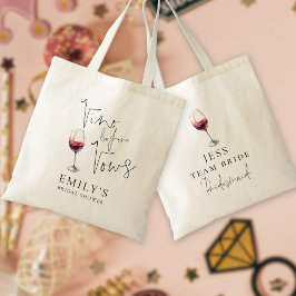 Vino Before Vows Bruidsmeisje Naam Vrijgezellenfee Tote Bag