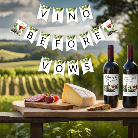 Vino Before Vows Bruidsmeisjesfeest Vlaggetjes