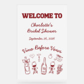 Vino Before Vows Bruidsshower Bordeaux Acryl Bord (Voorkant)