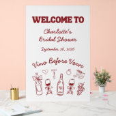 Vino Before Vows Bruidsshower in Bourgondië Acryl Bord (Huwelijk)