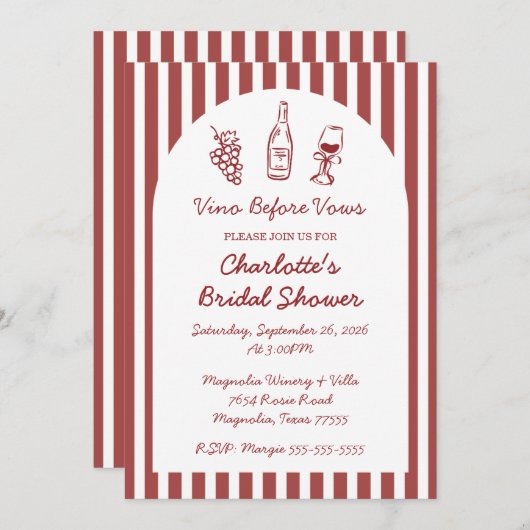 Vino Before Vows Burgundy Bridal Shower Kaart (Voorkant / Achterkant)