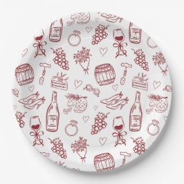 Vino Before Vows Burgundy Bridal Shower Papieren Bordje