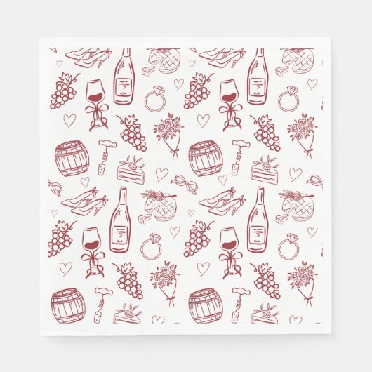 Vino Before Vows Burgundy Bridal Shower Servet (Voorkant)