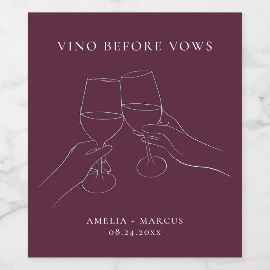 Vino Before Vows Chic Wijn Bruidsfeest Etiket (Enkel label)