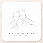 Vino Before Vows Chic Wijn Bruidsfeest Kartonnen Onderzetters (Voorkant)