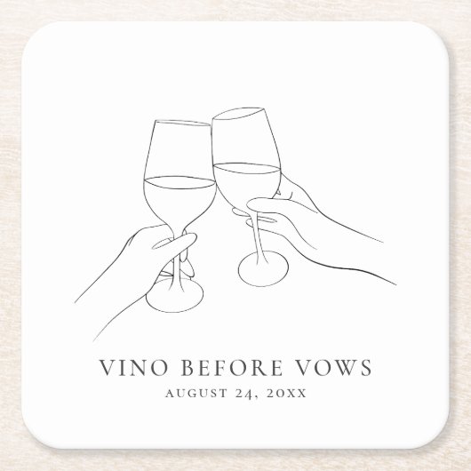 Vino Before Vows Chic Wijn Bruidsfeest Kartonnen Onderzetters (Voorkant)