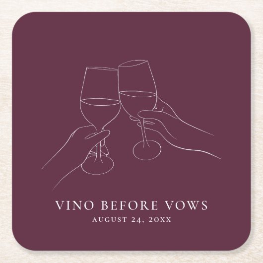 Vino Before Vows Chic Wijn Bruidsfeest Kartonnen Onderzetters (Voorkant)