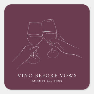 Vino Before Vows Chic Wijn Bruidsfeest Vierkante Sticker