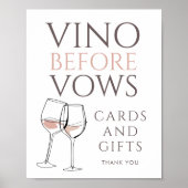 Vino Before Vows Doodle Cards Gifts Bridal Shower Poster (Voorkant)