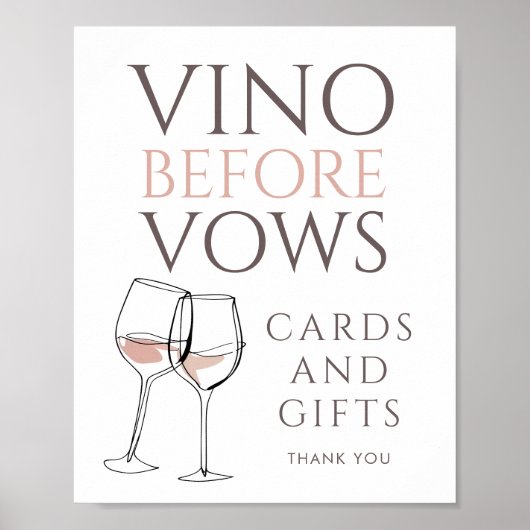Vino Before Vows Doodle Cards Gifts Bridal Shower Poster (Voorkant)