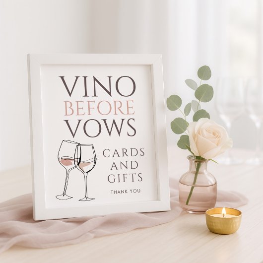 Vino Before Vows Doodle Cards Gifts Bridal Shower Poster