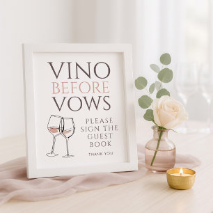 Vino Before Vows Doodle-gastenboek Bruidscadeau Poster