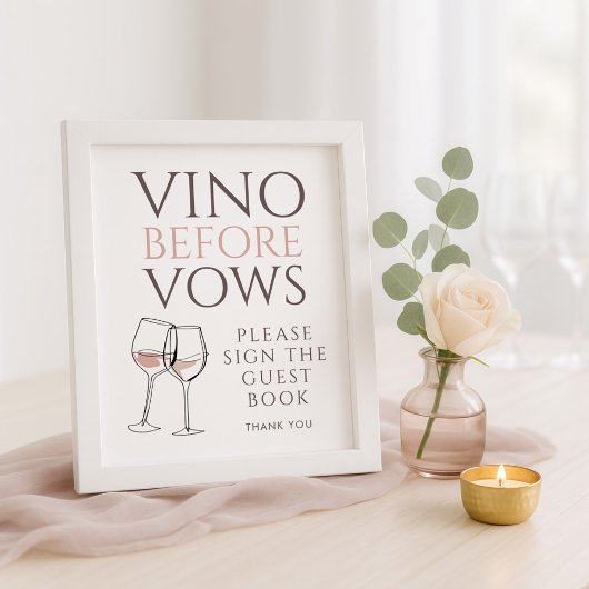 Vino Before Vows Doodle-gastenboek Bruidscadeau Poster