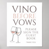 Vino Before Vows Doodle-gastenboek Bruidscadeau Poster (Voorkant)