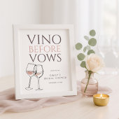 Vino Before Vows Doodle Wine Welcome Bridal Shower Poster