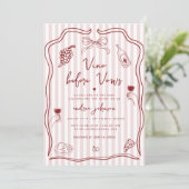 Vino Before Vows Hand Drawn Bachelorette Weekend Kaart (Staand voorkant)