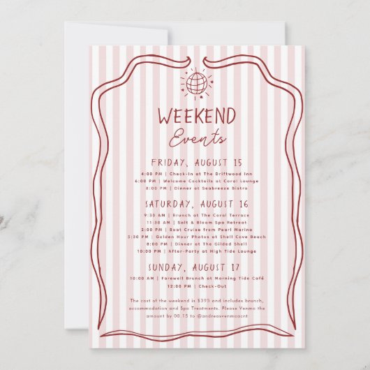 Vino Before Vows Hand Drawn Bachelorette Weekend Kaart (Achterkant)