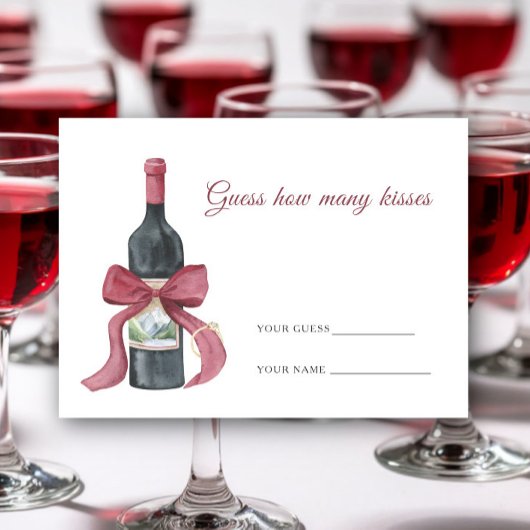 Vino before vows How many kisses bridal game Informatiekaartje