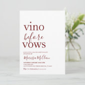 Vino before Vows Invitation Kaart (Staand voorkant)