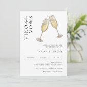 Vino before Vows Koppel Bruiloft Minimalistisch Mo Kaart (Staand voorkant)