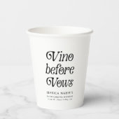 Vino Before Vows | Minimaal Retro Bachelorette Papieren Bekers (Achterkant)