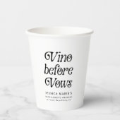 Vino Before Vows | Minimaal Retro Bachelorette Papieren Bekers (Voorkant)