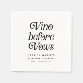 Vino Before Vows | Minimaal Retro Bachelorette Servet (Voorkant)